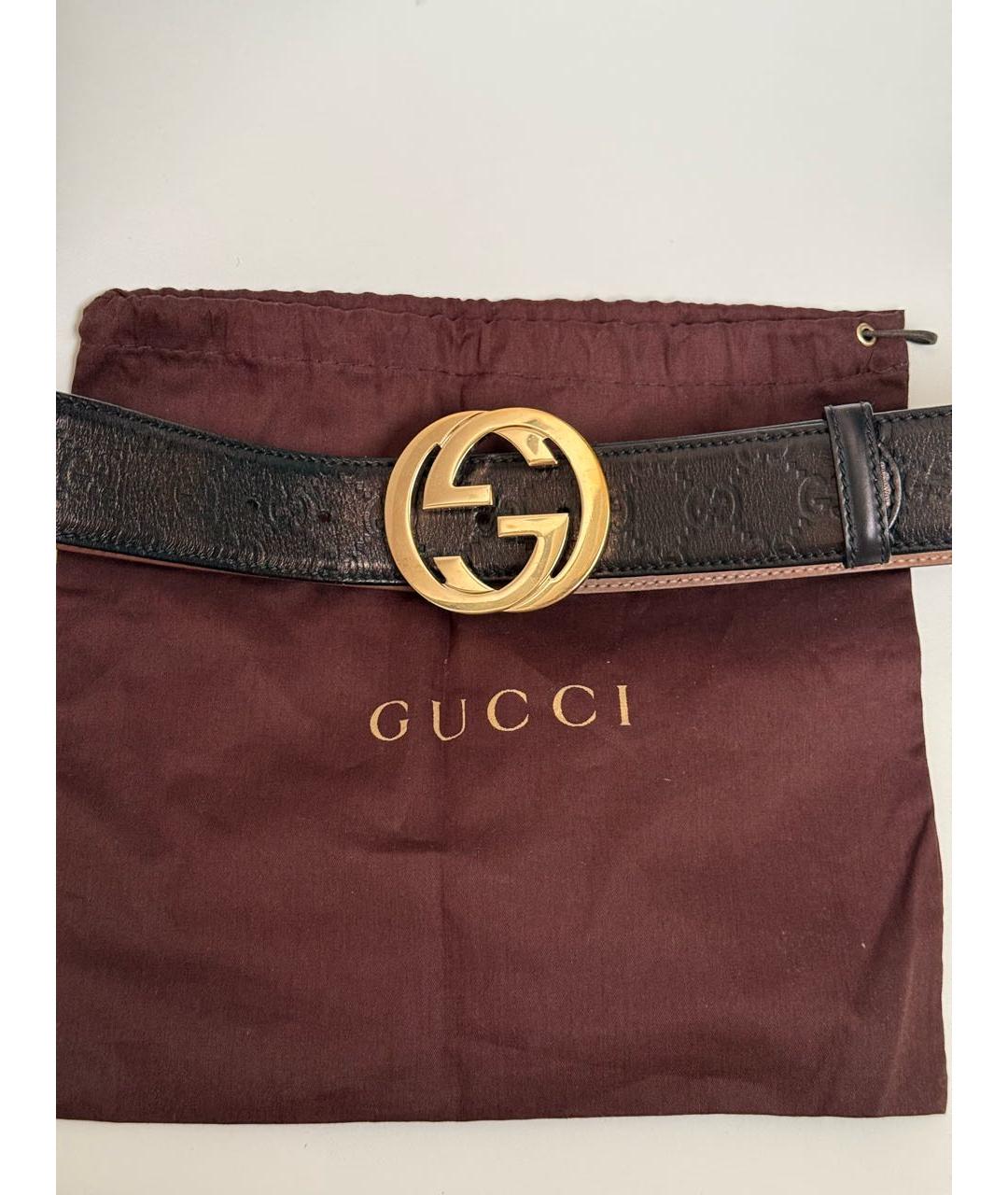 GUCCI Черный кожаный ремень, фото 4