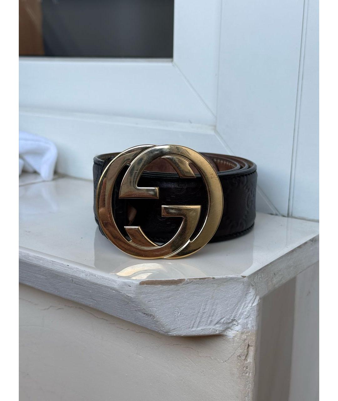 GUCCI Черный кожаный ремень, фото 7