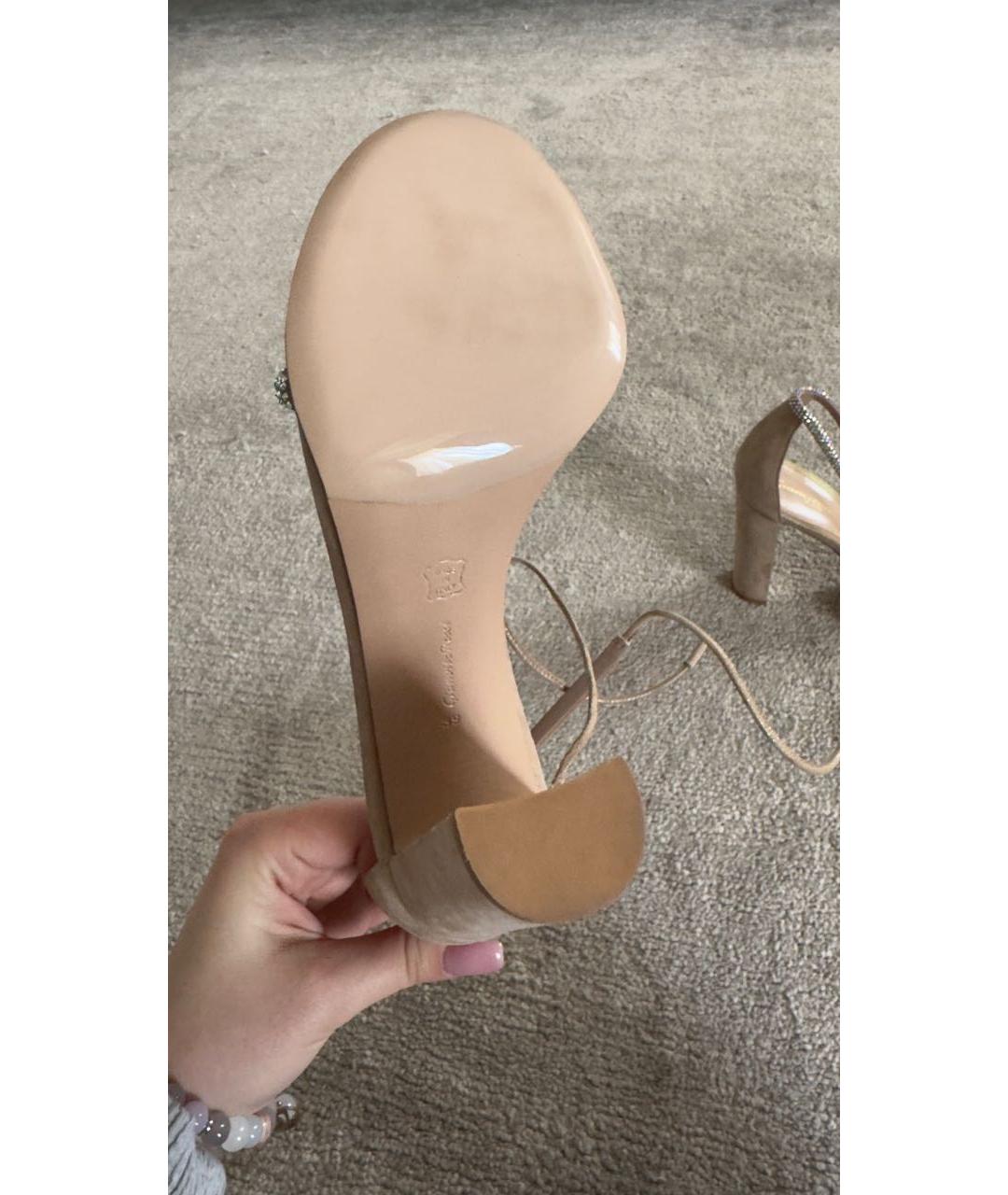 GIANVITO ROSSI Бежевые кожаные босоножки, фото 4