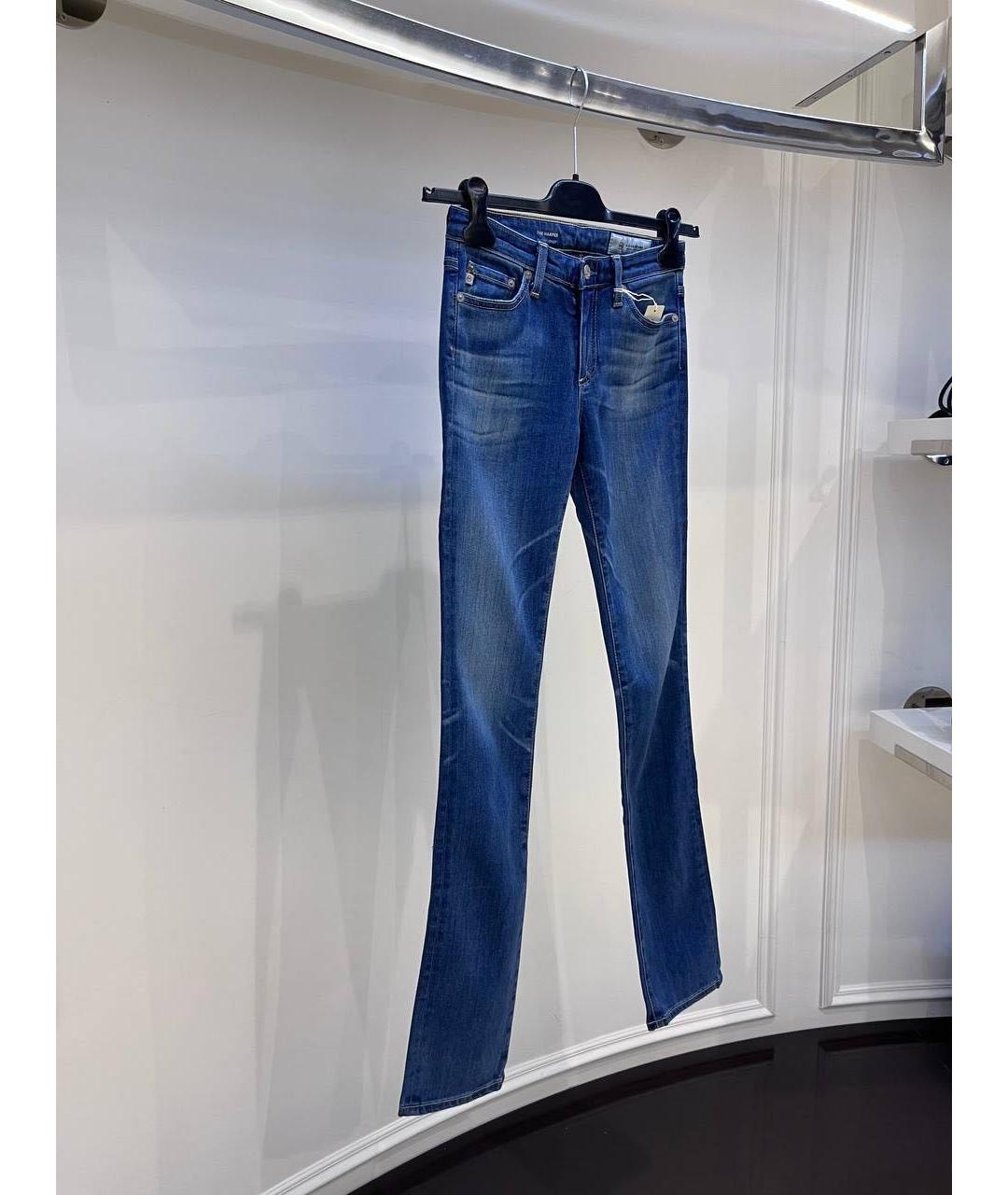 AG JEANS Синие хлопковые джинсы слим, фото 3