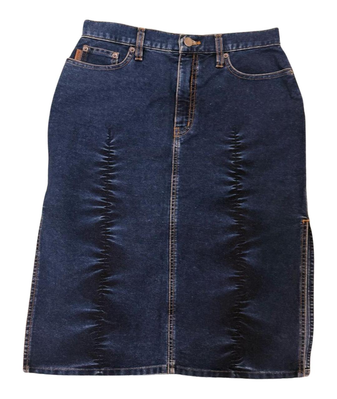 MOSCHINO JEANS Темно-синяя хлопко-эластановая юбка миди, фото 1