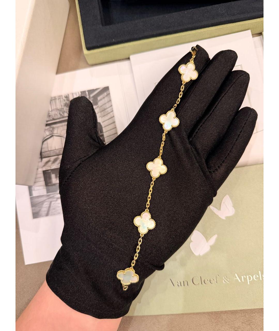 VAN CLEEF & ARPELS Белый браслет из желтого золота, фото 4