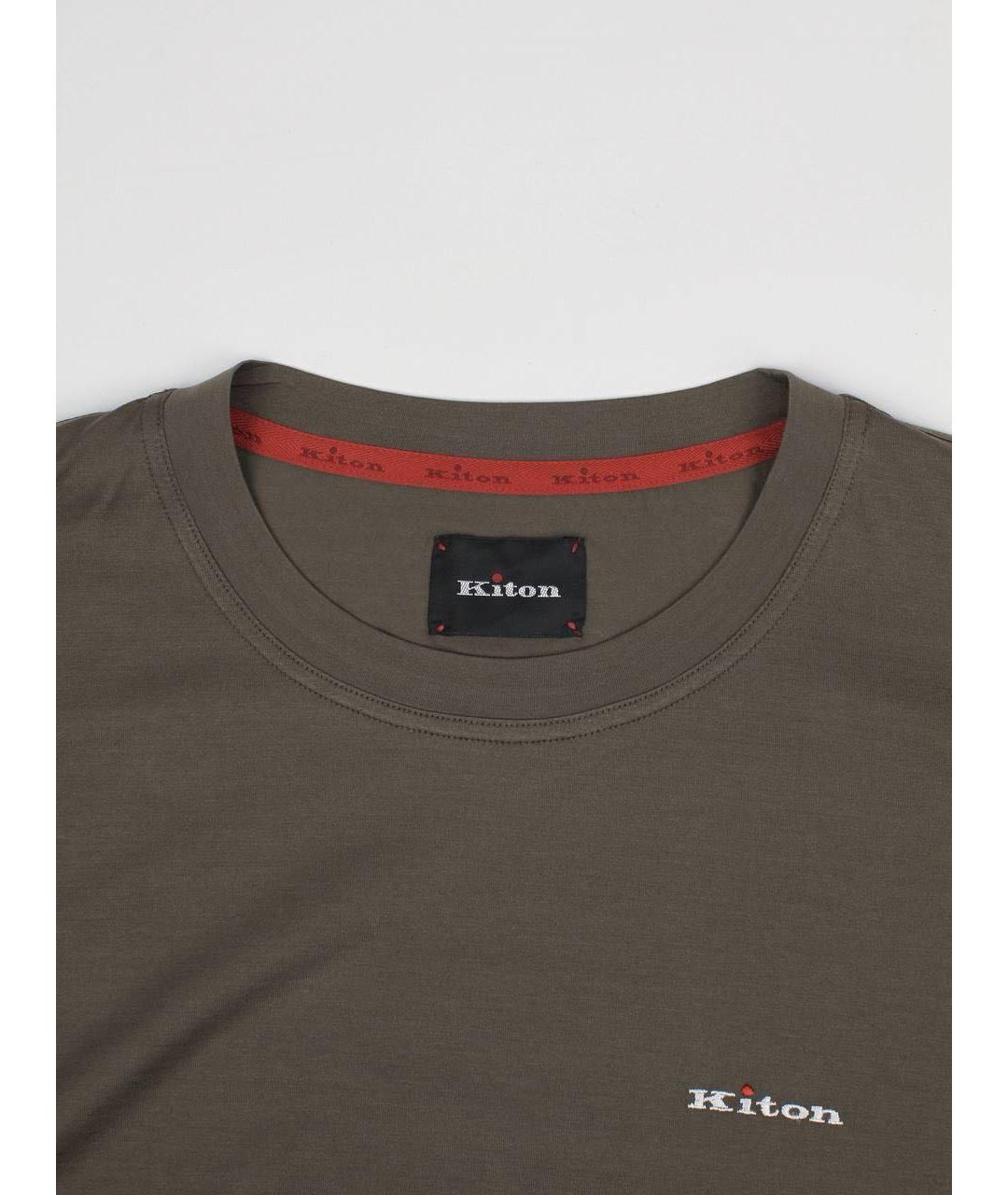 KITON Коричневая хлопковая футболка, фото 7