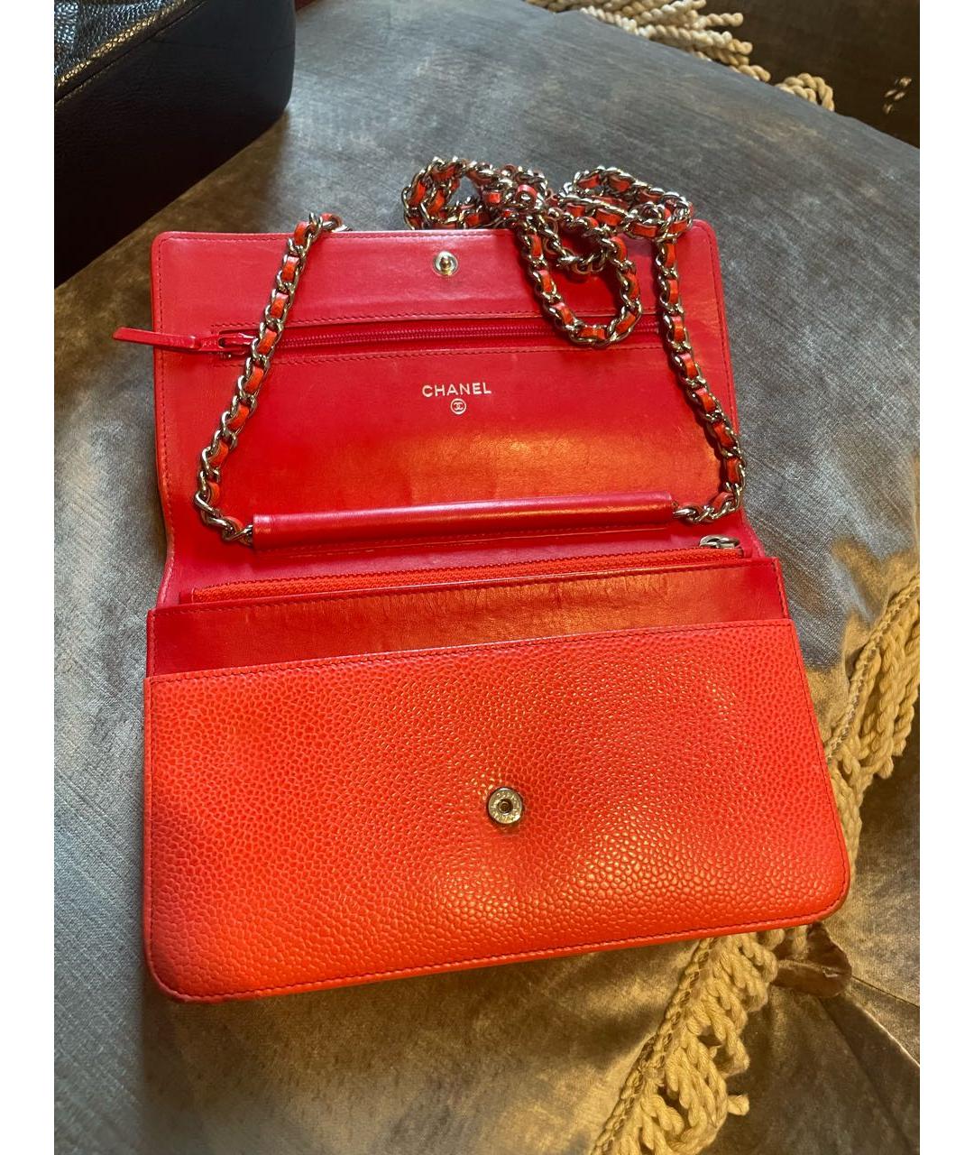 CHANEL Оранжевая кожаная сумка через плечо, фото 4