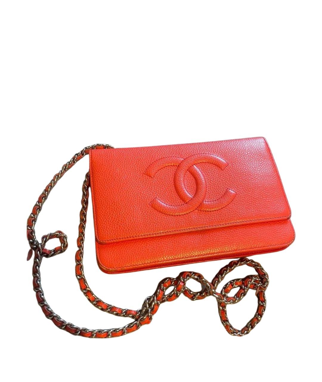 CHANEL Оранжевая кожаная сумка через плечо, фото 1