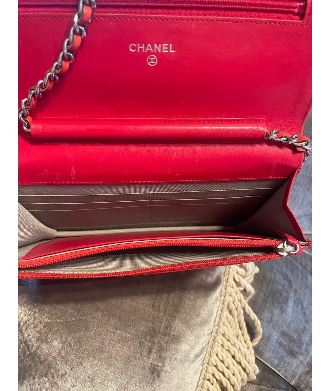 CHANEL Оранжевая кожаная сумка через плечо, фото 5