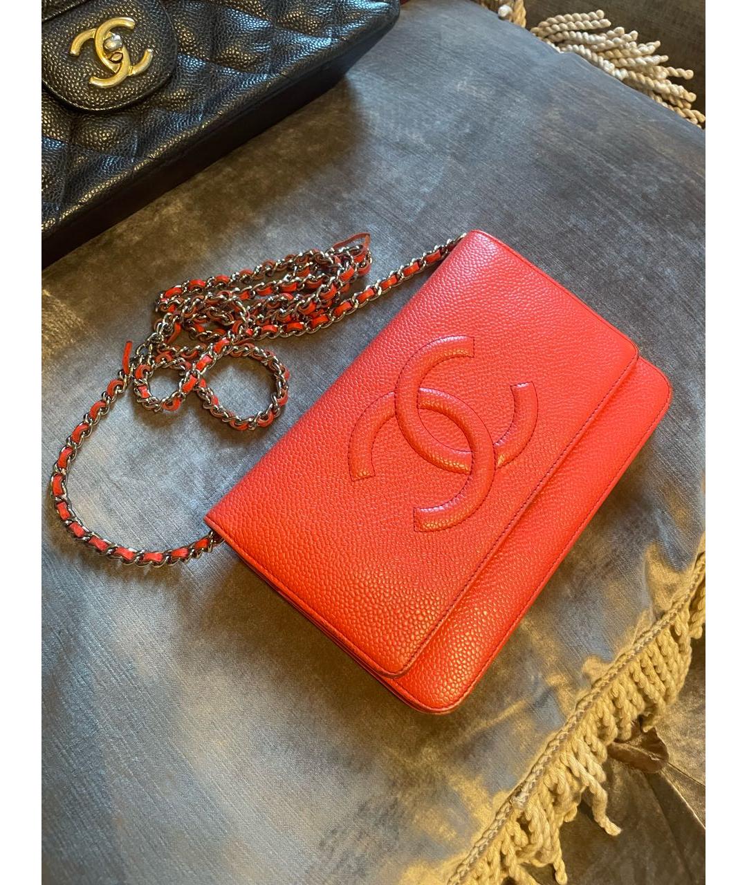 CHANEL Оранжевая кожаная сумка через плечо, фото 2