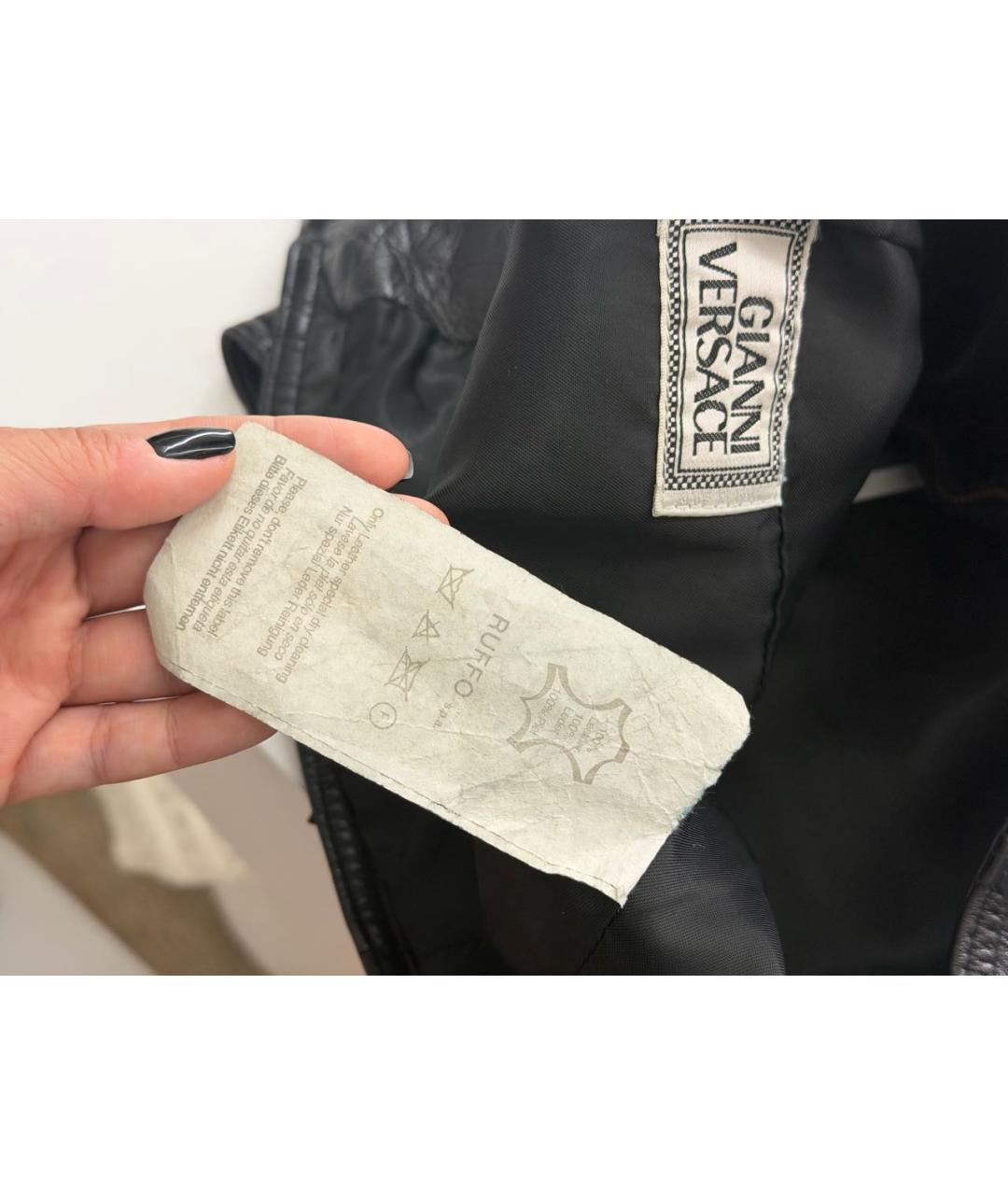 VERSACE Черная кожаная куртка, фото 7