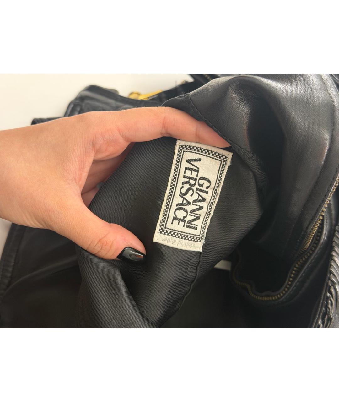 VERSACE Черная кожаная куртка, фото 6