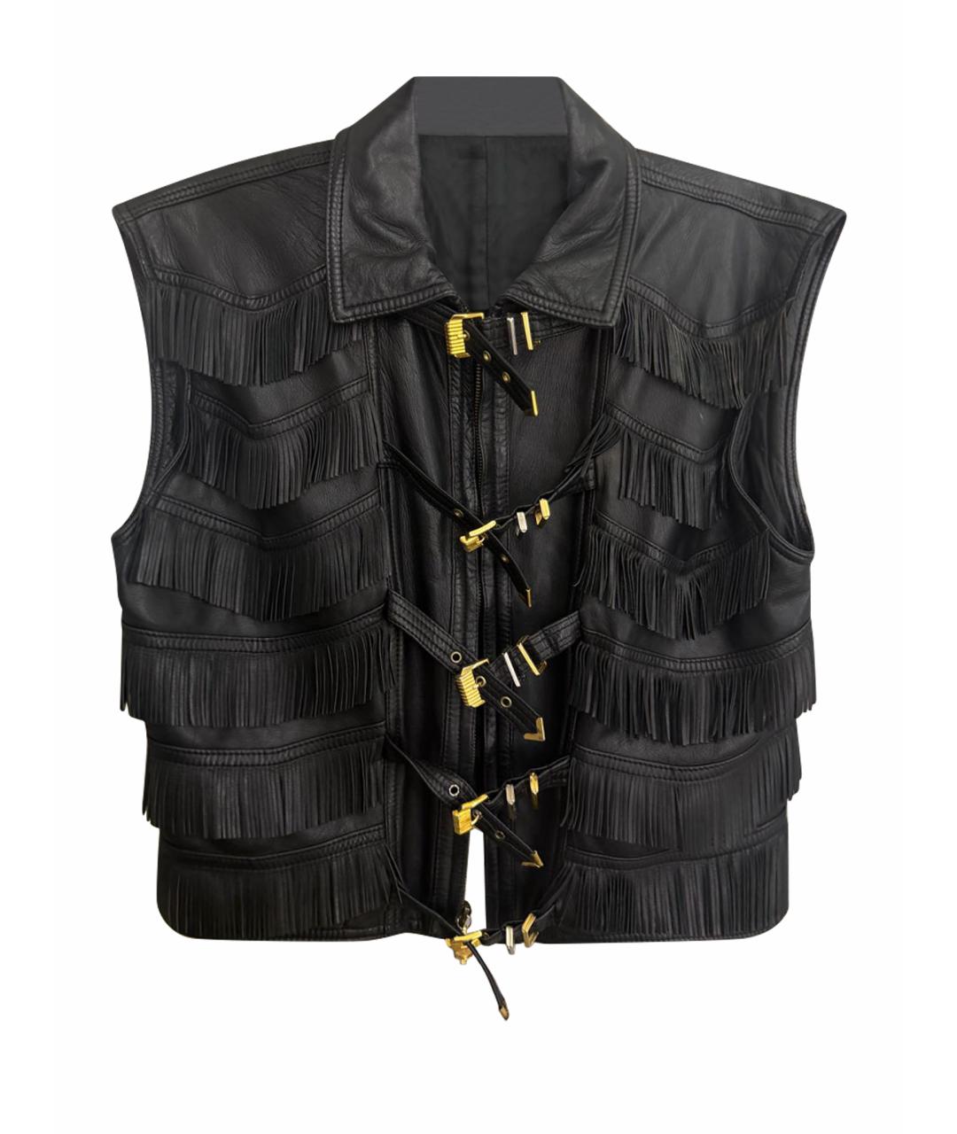 VERSACE Черная кожаная куртка, фото 1