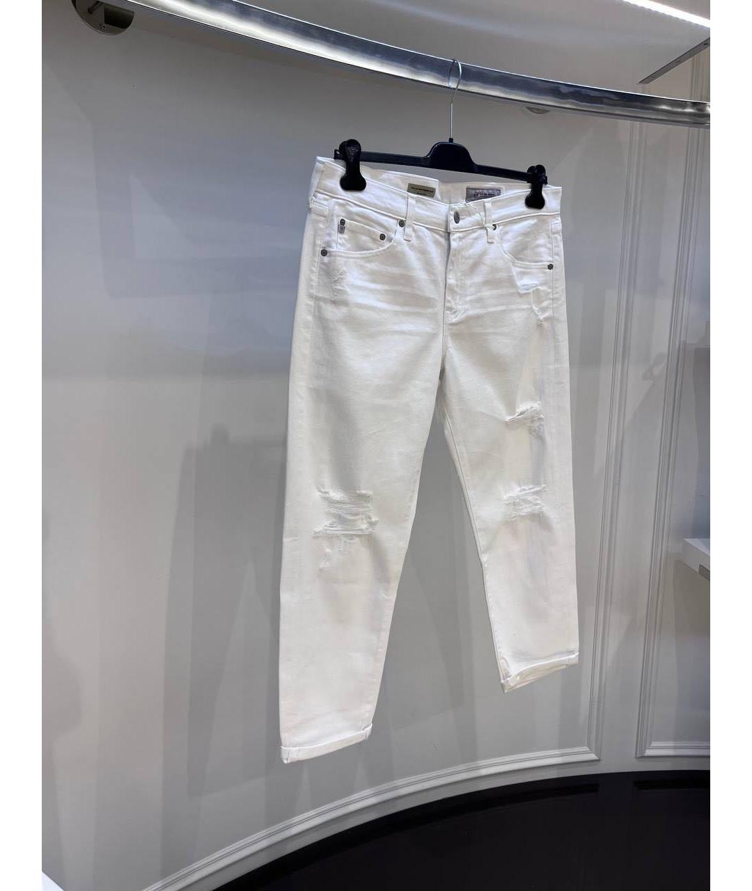 AG JEANS Белые хлопковые джинсы слим, фото 2