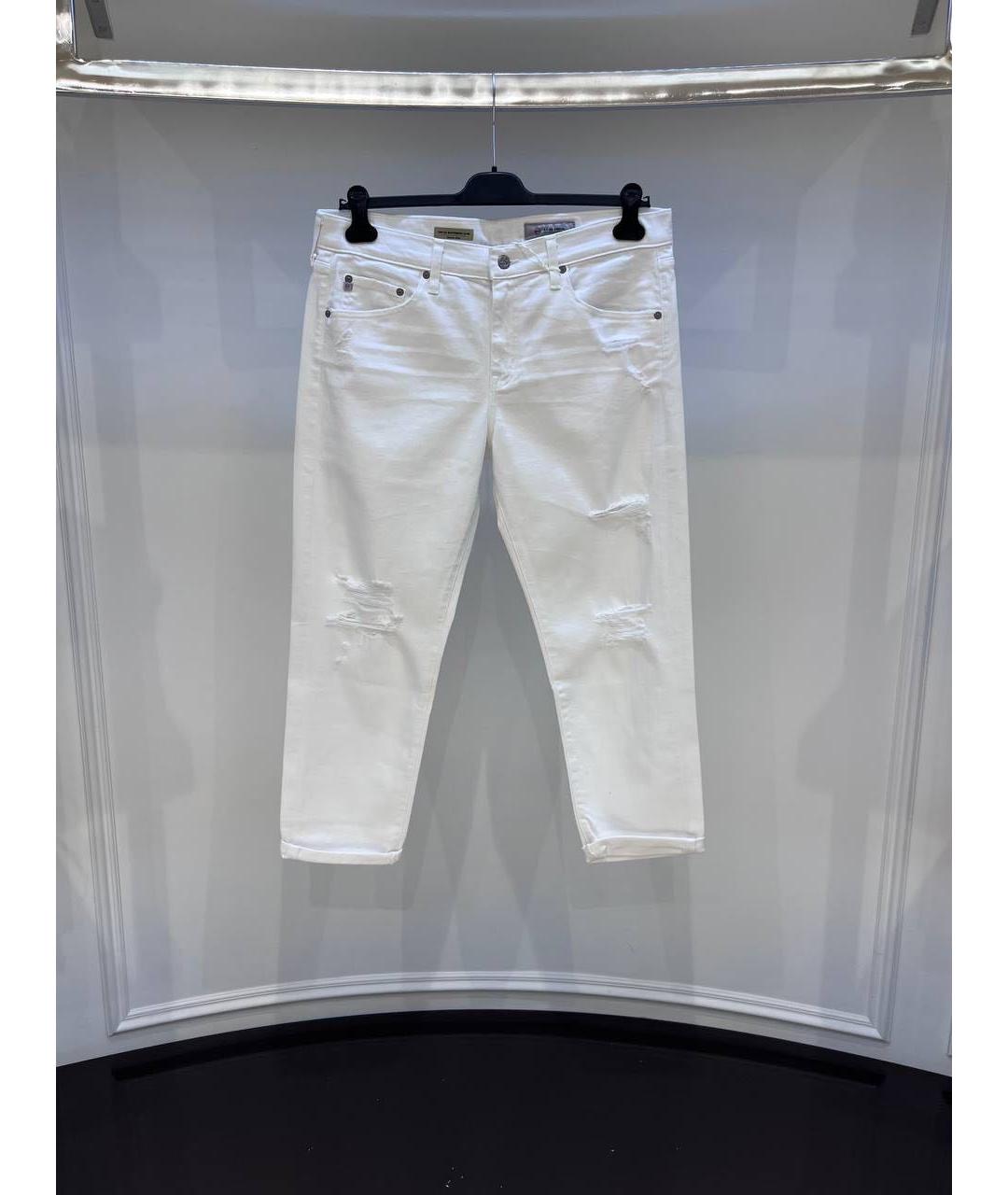 AG JEANS Белые хлопковые джинсы слим, фото 4