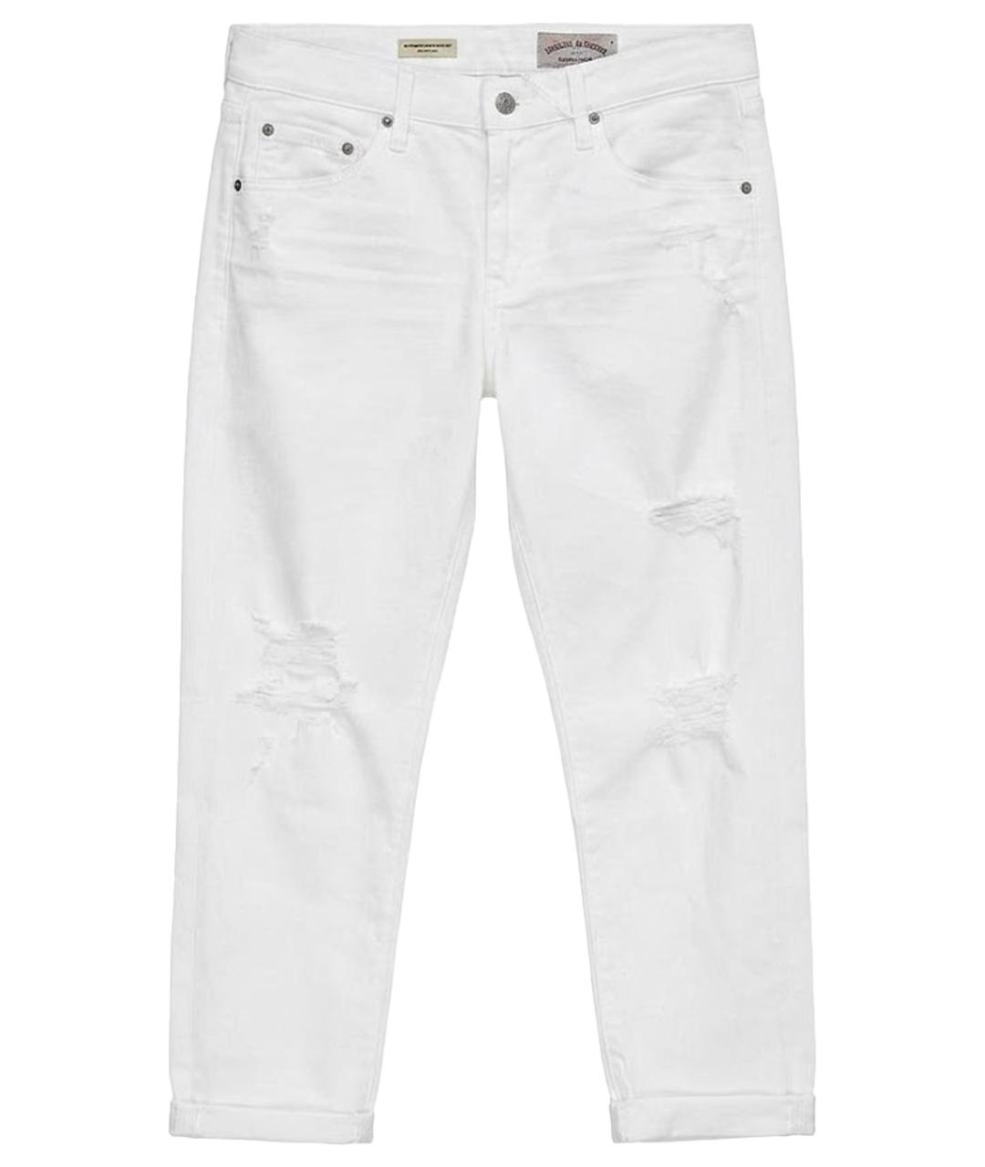 AG JEANS Белые хлопковые джинсы слим, фото 1