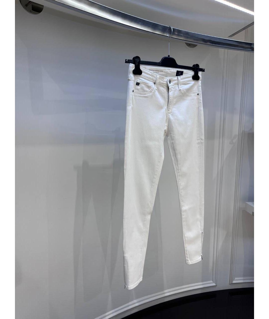 AG JEANS Белые хлопковые джинсы слим, фото 3