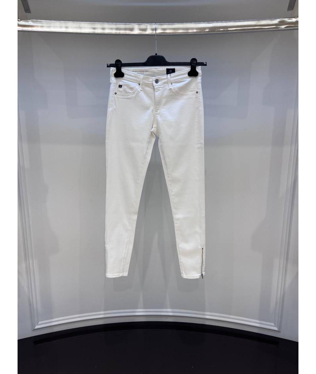 AG JEANS Белые хлопковые джинсы слим, фото 4