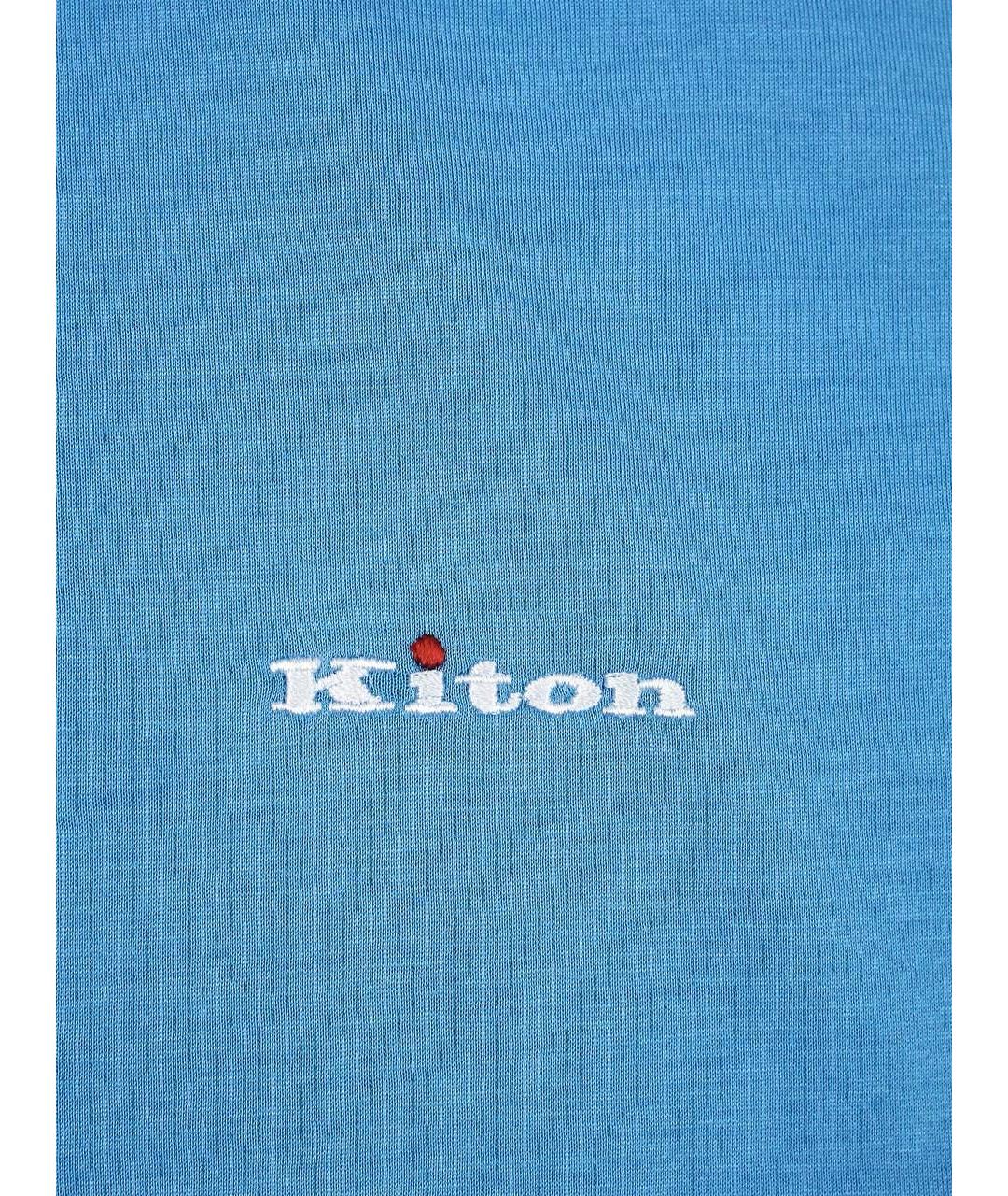 KITON Голубая хлопковая футболка, фото 5