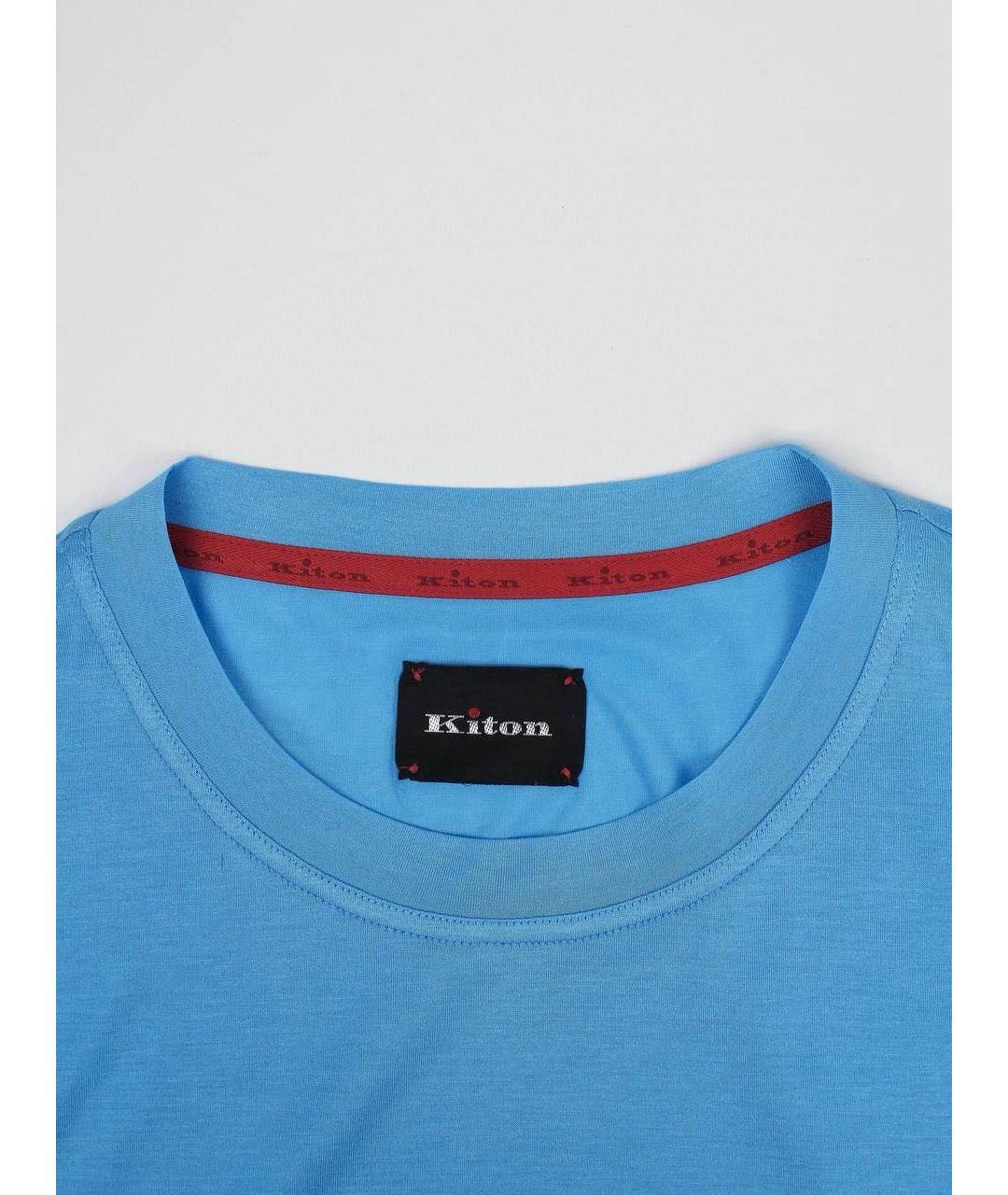 KITON Голубая хлопковая футболка, фото 8