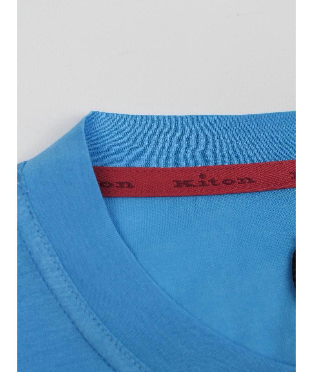 KITON Голубая хлопковая футболка, фото 6