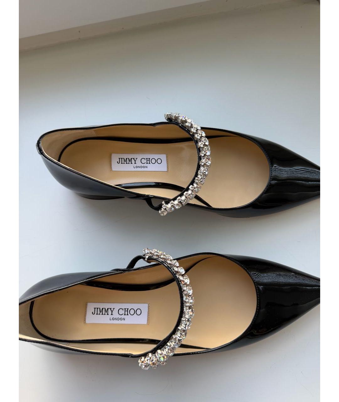 JIMMY CHOO Черные балетки из лакированной кожи, фото 6