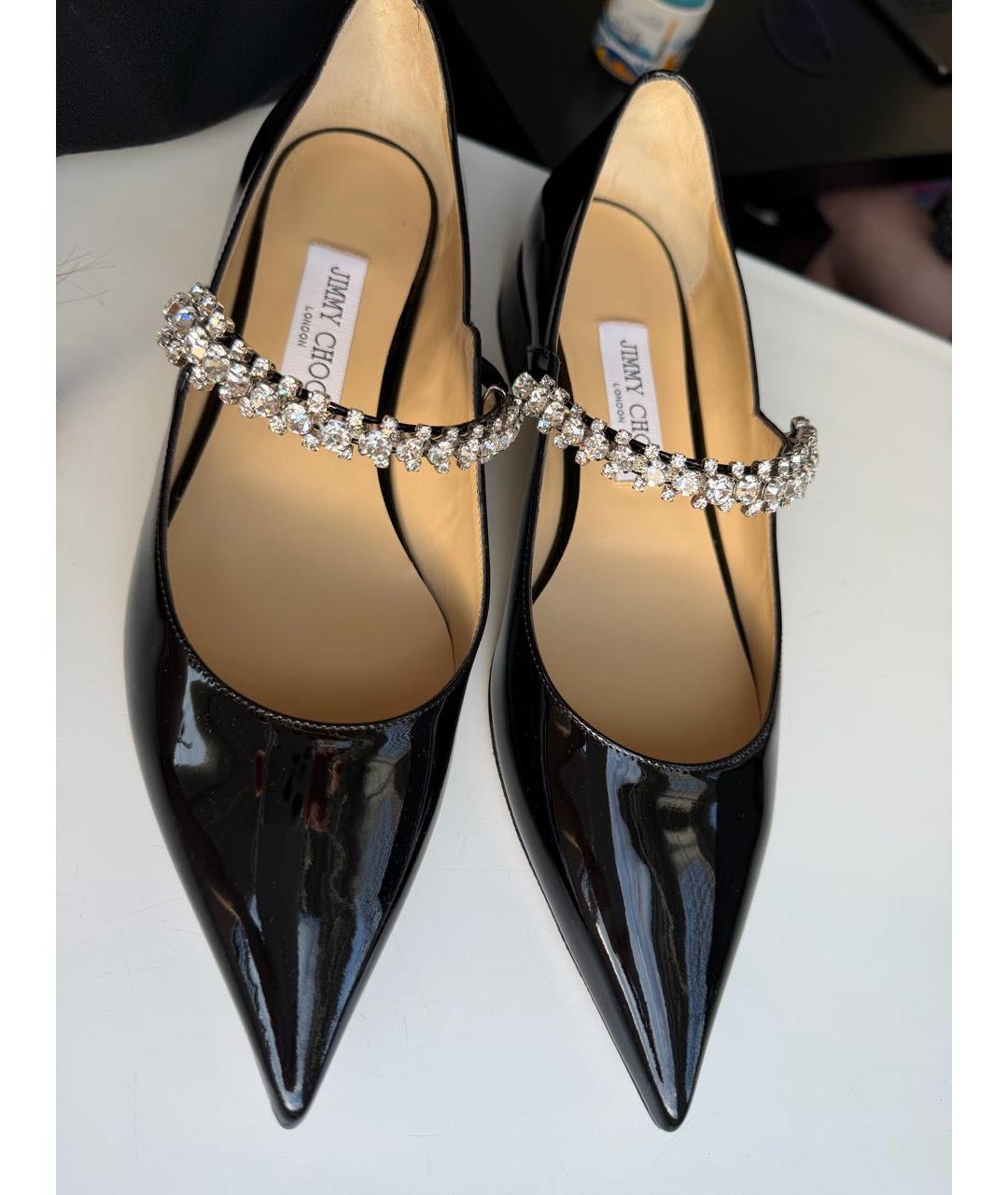 JIMMY CHOO Черные балетки из лакированной кожи, фото 4