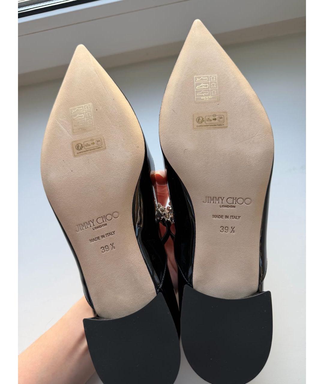 JIMMY CHOO Черные балетки из лакированной кожи, фото 5