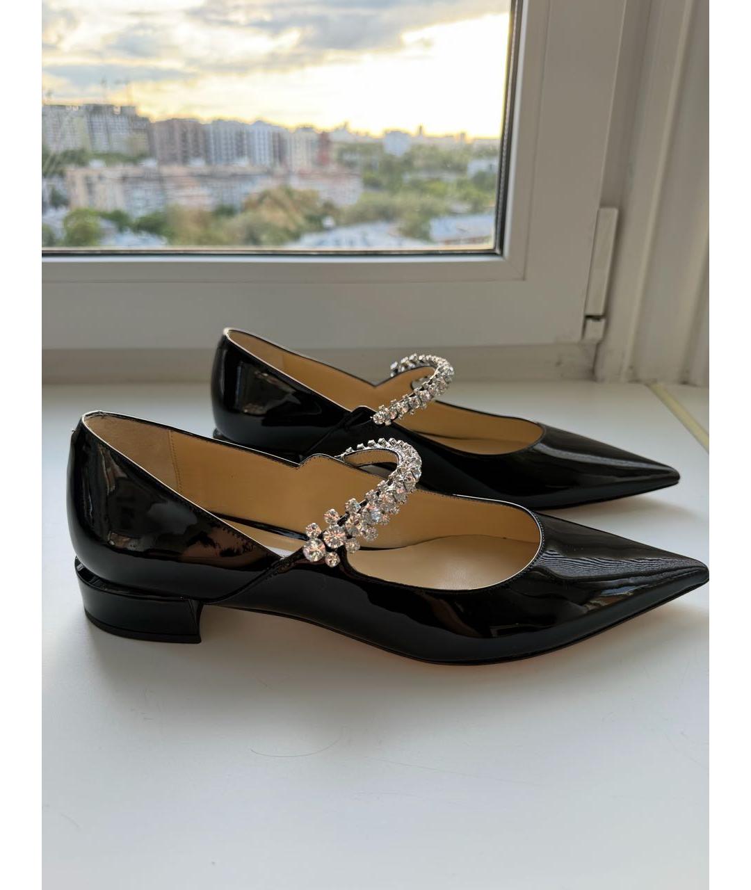 JIMMY CHOO Черные балетки из лакированной кожи, фото 7