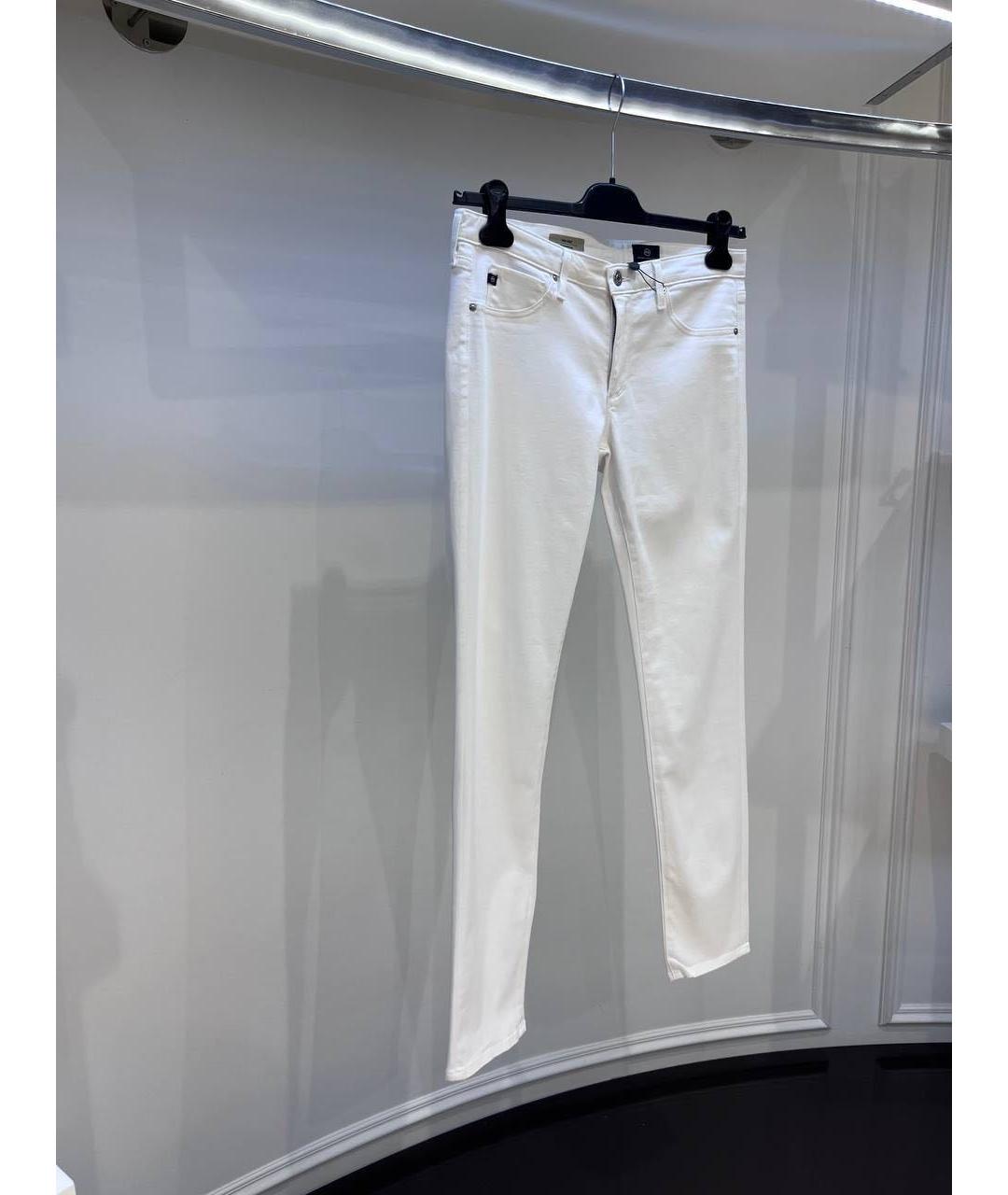 AG JEANS Белые хлопковые джинсы слим, фото 3