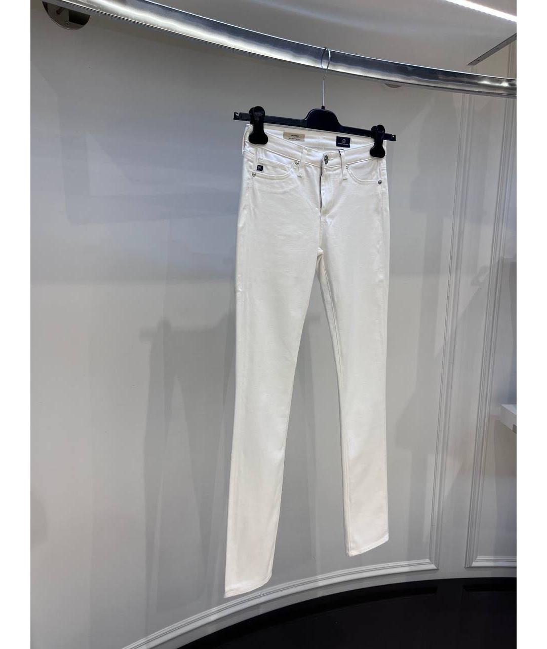 AG JEANS Белые хлопковые джинсы слим, фото 3