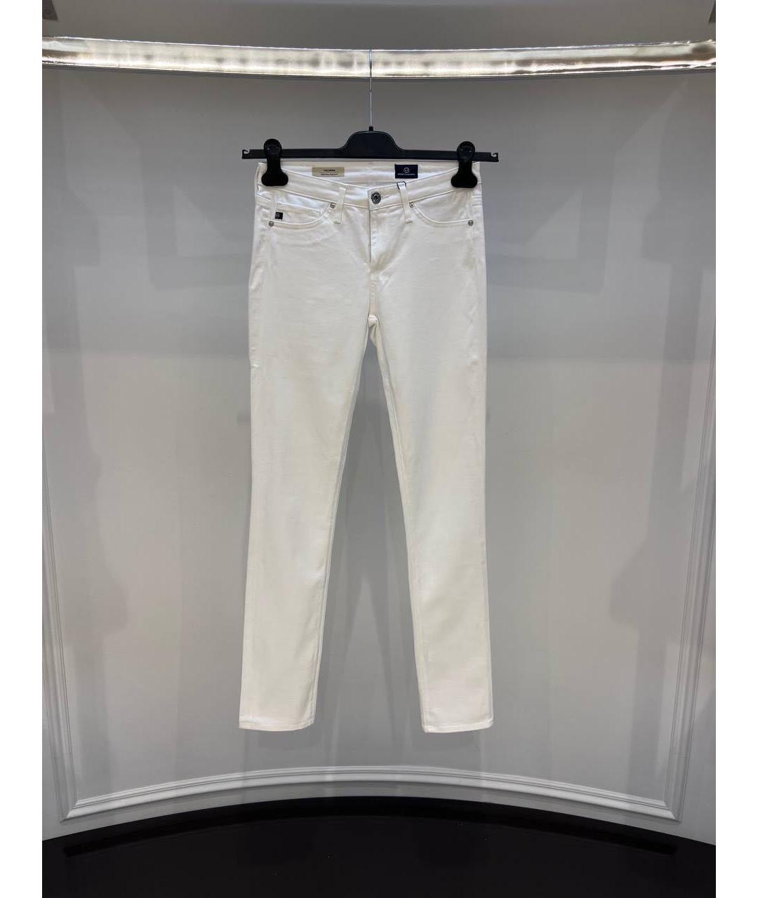 AG JEANS Белые хлопковые джинсы слим, фото 4