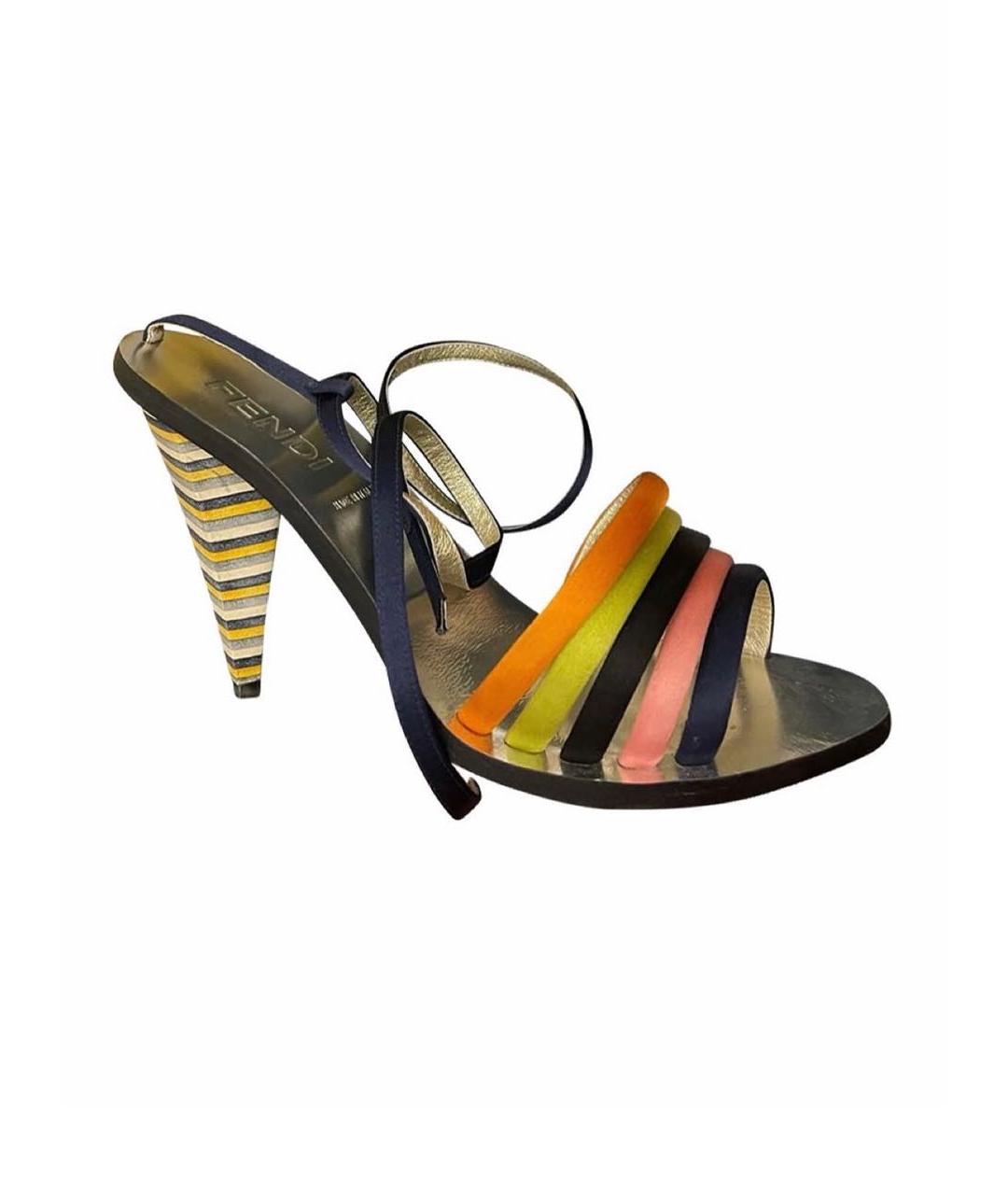 FENDI Мульти текстильные босоножки, фото 1