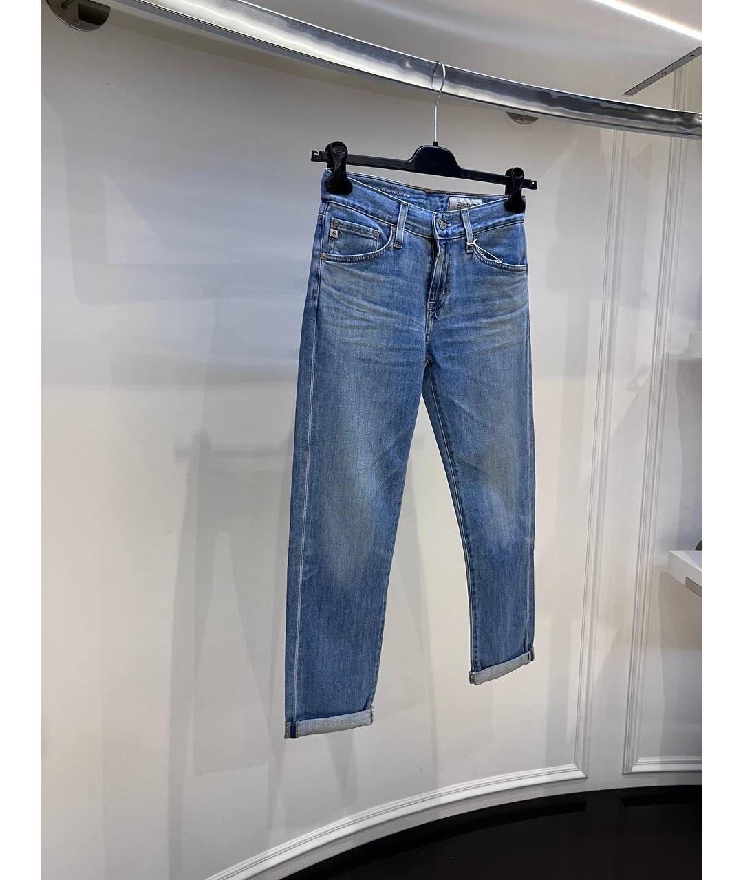 AG JEANS Синие хлопковые джинсы слим, фото 3