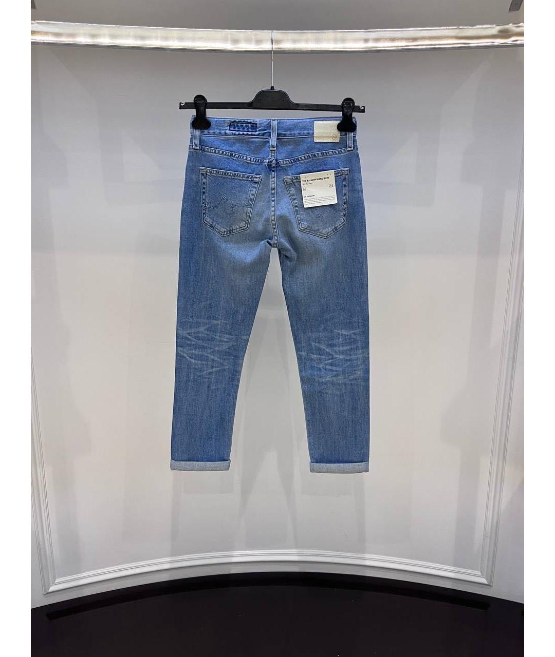 AG JEANS Синие хлопковые джинсы слим, фото 2
