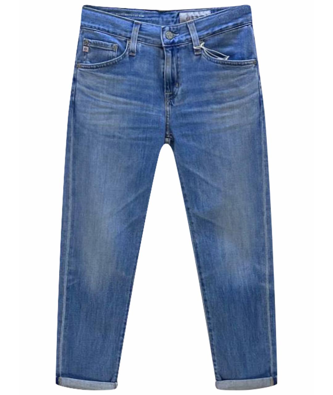 AG JEANS Синие хлопковые джинсы слим, фото 1