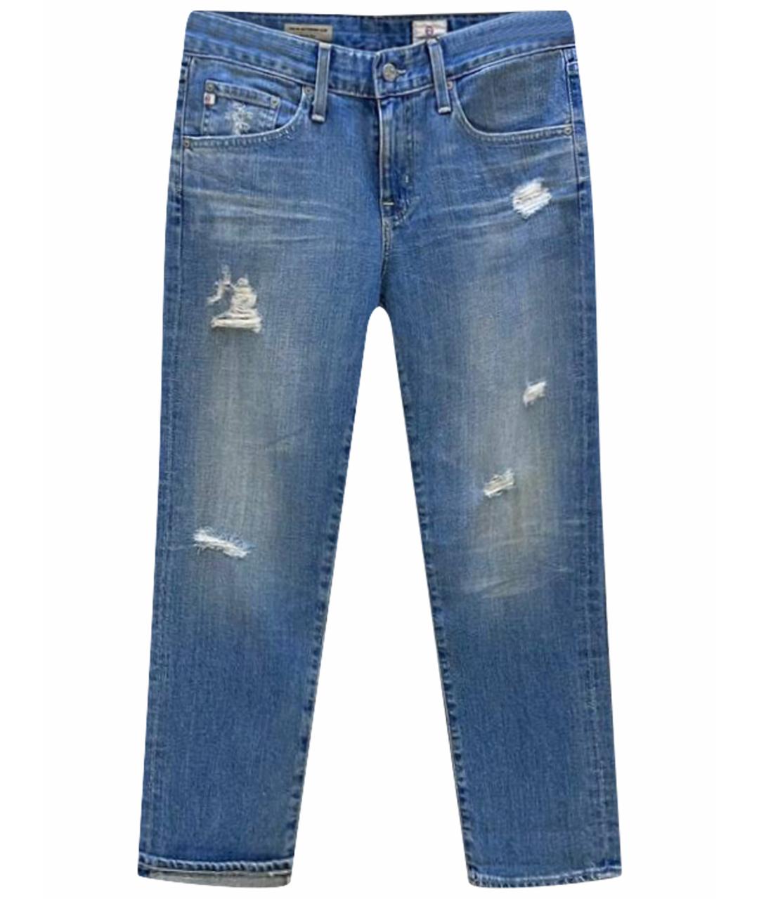 AG JEANS Синие хлопковые джинсы слим, фото 1