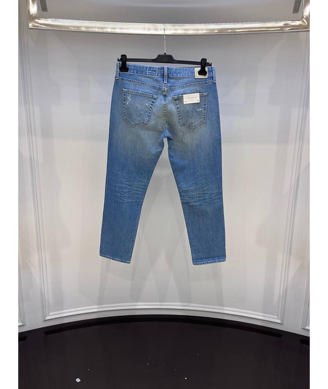 AG JEANS Синие хлопковые джинсы слим, фото 2