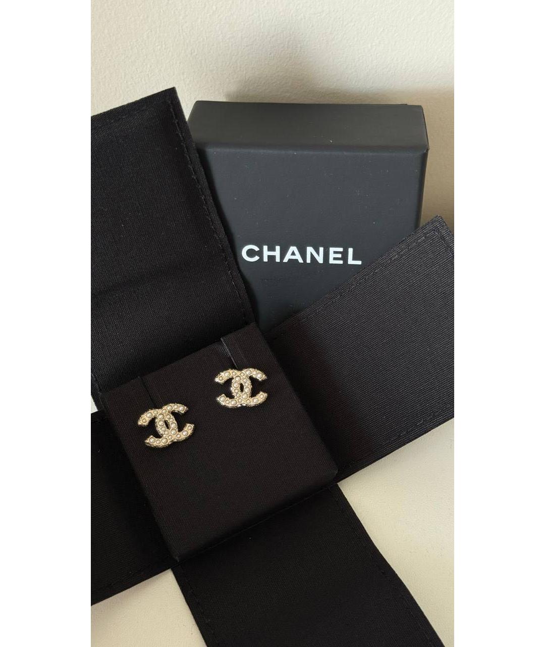CHANEL Белые серьги, фото 4