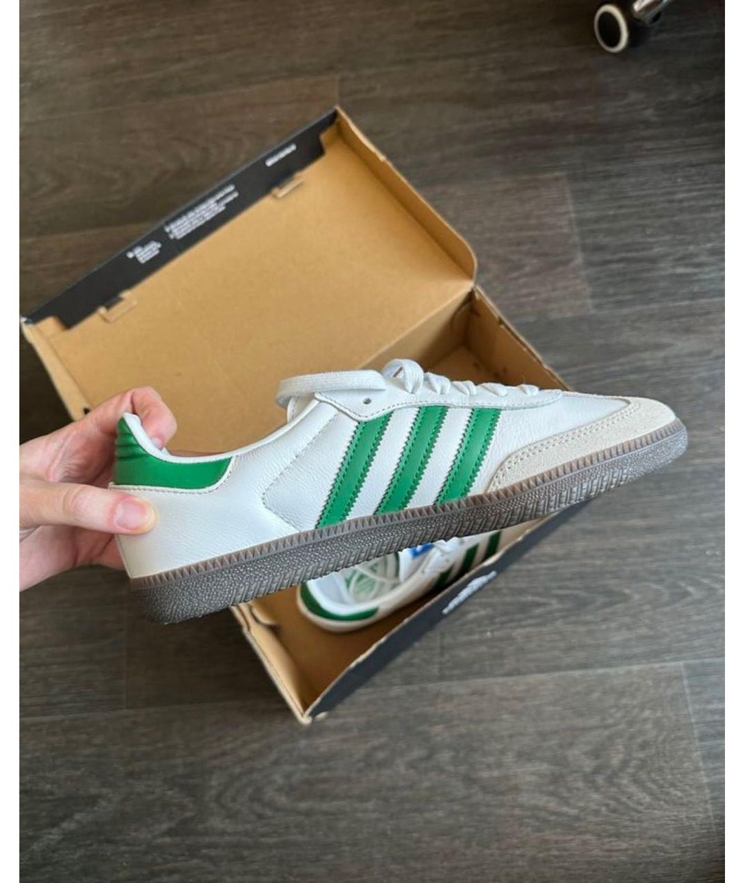 ADIDAS Зеленые кожаные кроссовки, фото 5