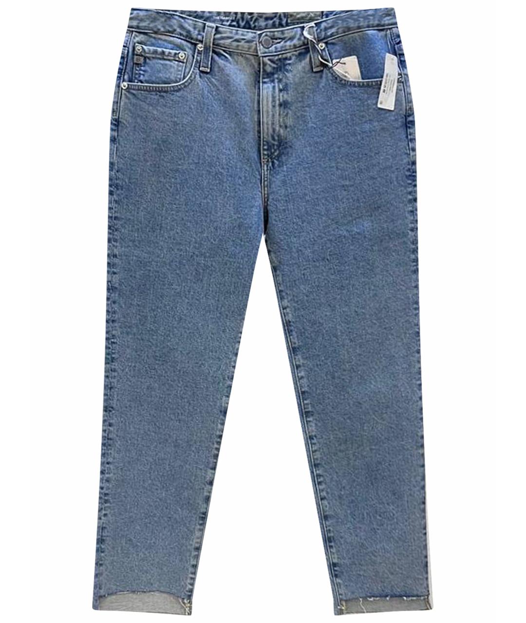 AG JEANS Голубые хлопковые прямые джинсы, фото 1