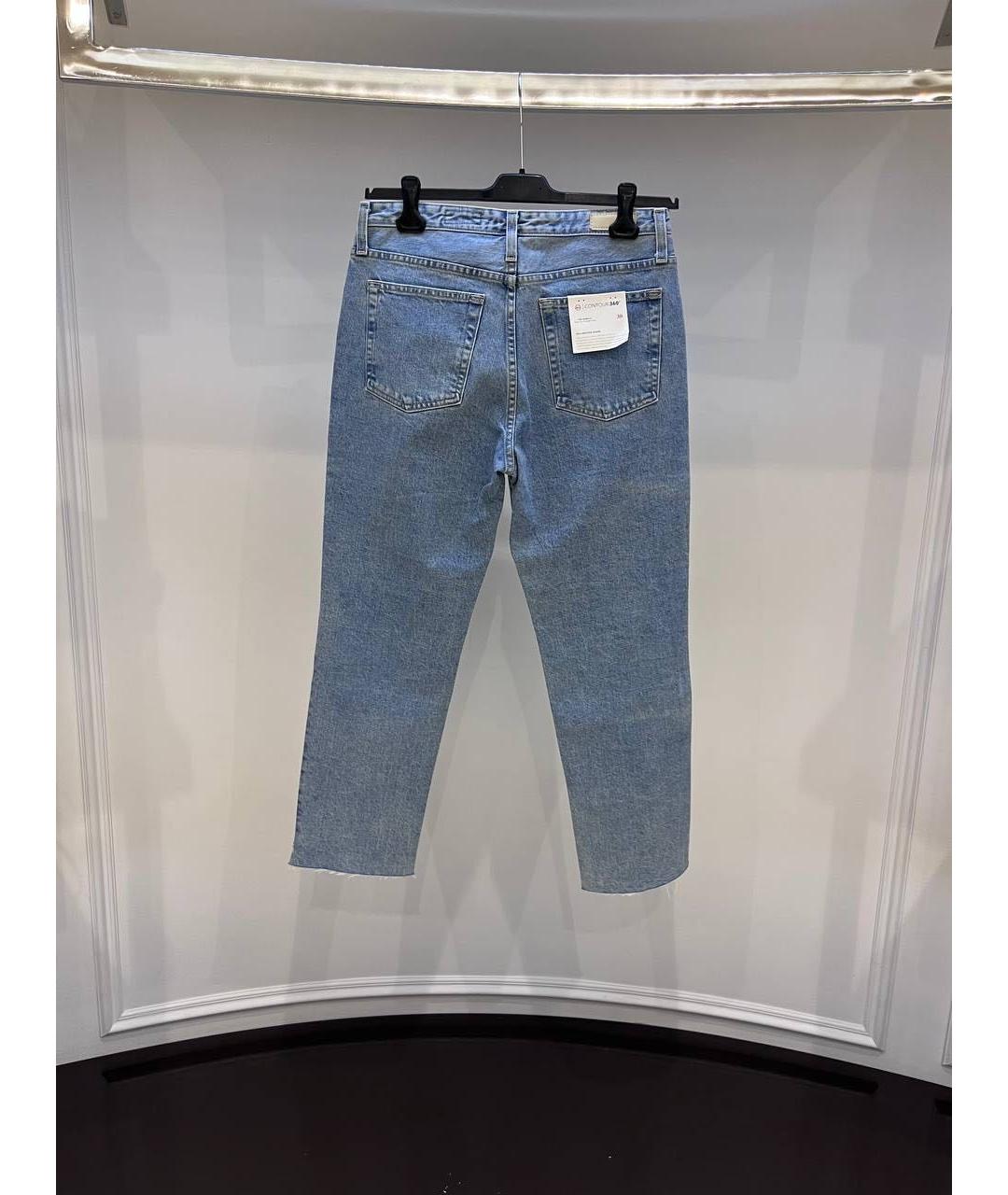 AG JEANS Голубые хлопковые прямые джинсы, фото 2