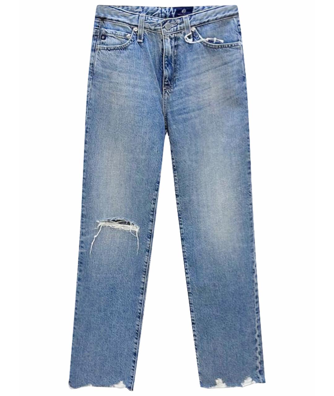 AG JEANS Голубые хлопковые прямые джинсы, фото 1