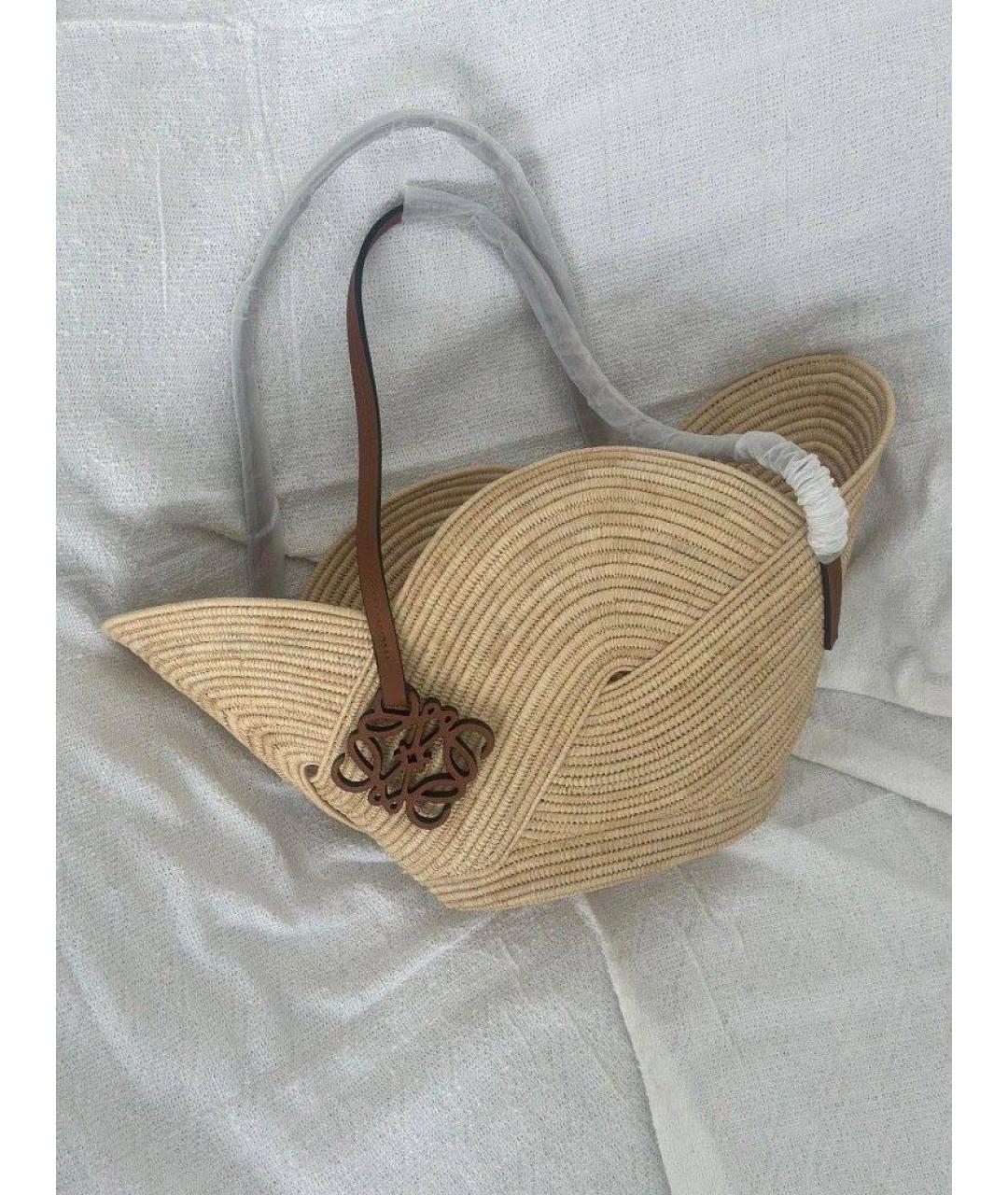 LOEWE Бежевая плетеная пляжная сумка, фото 2