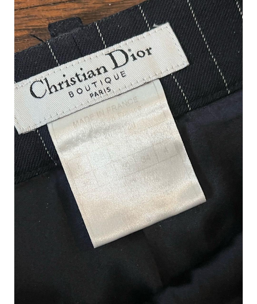 CHRISTIAN DIOR Темно-синие шерстяные прямые брюки, фото 3