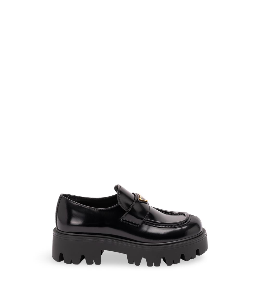 PRADA Черные кожаные лоферы, фото 1