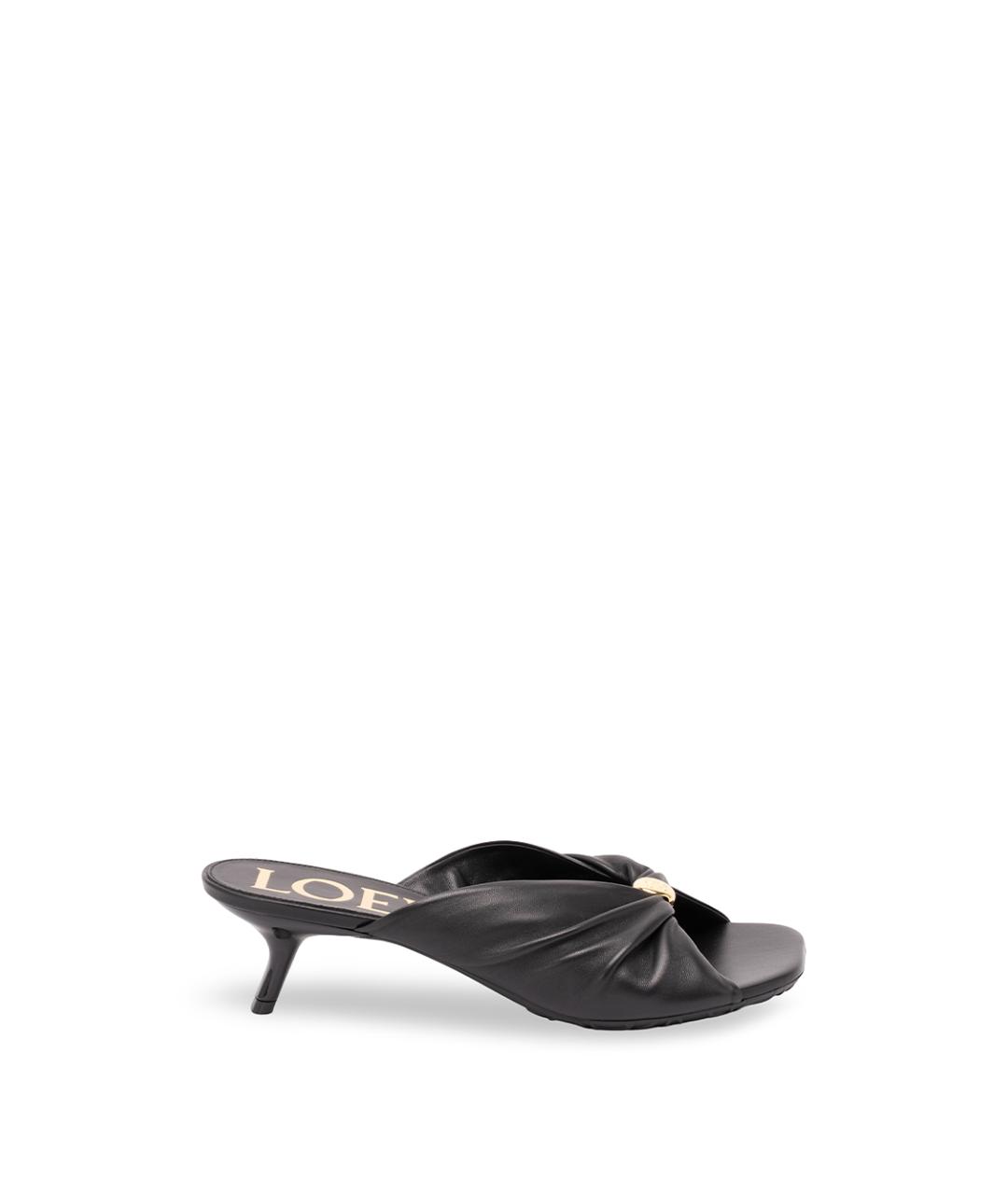 LOEWE Черные кожаные мюли, фото 7