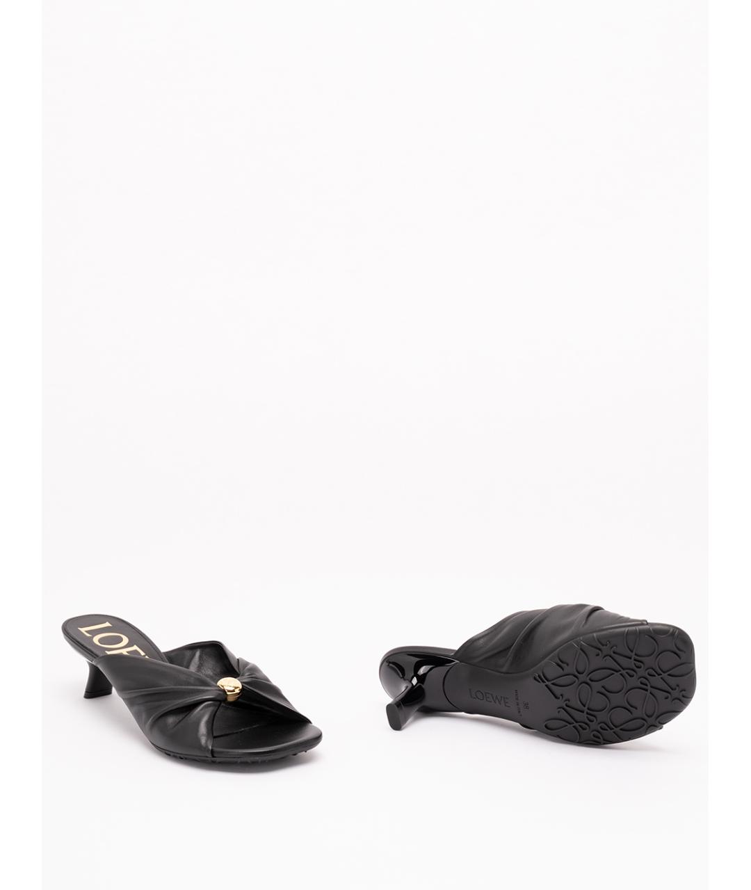 LOEWE Черные кожаные мюли, фото 4