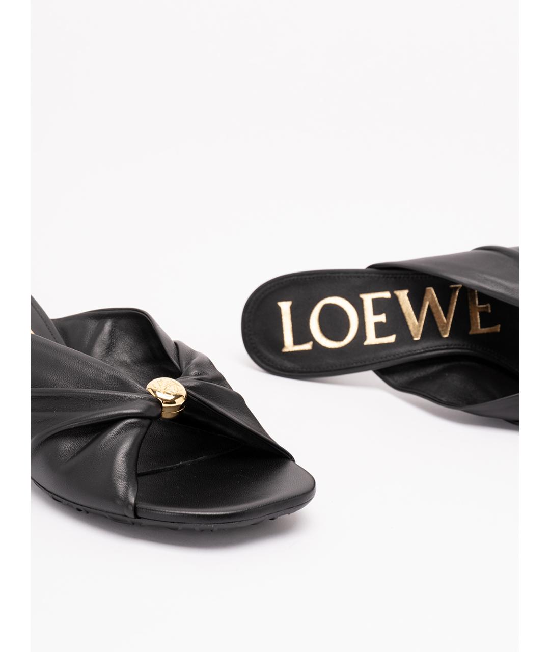 LOEWE Черные кожаные мюли, фото 5
