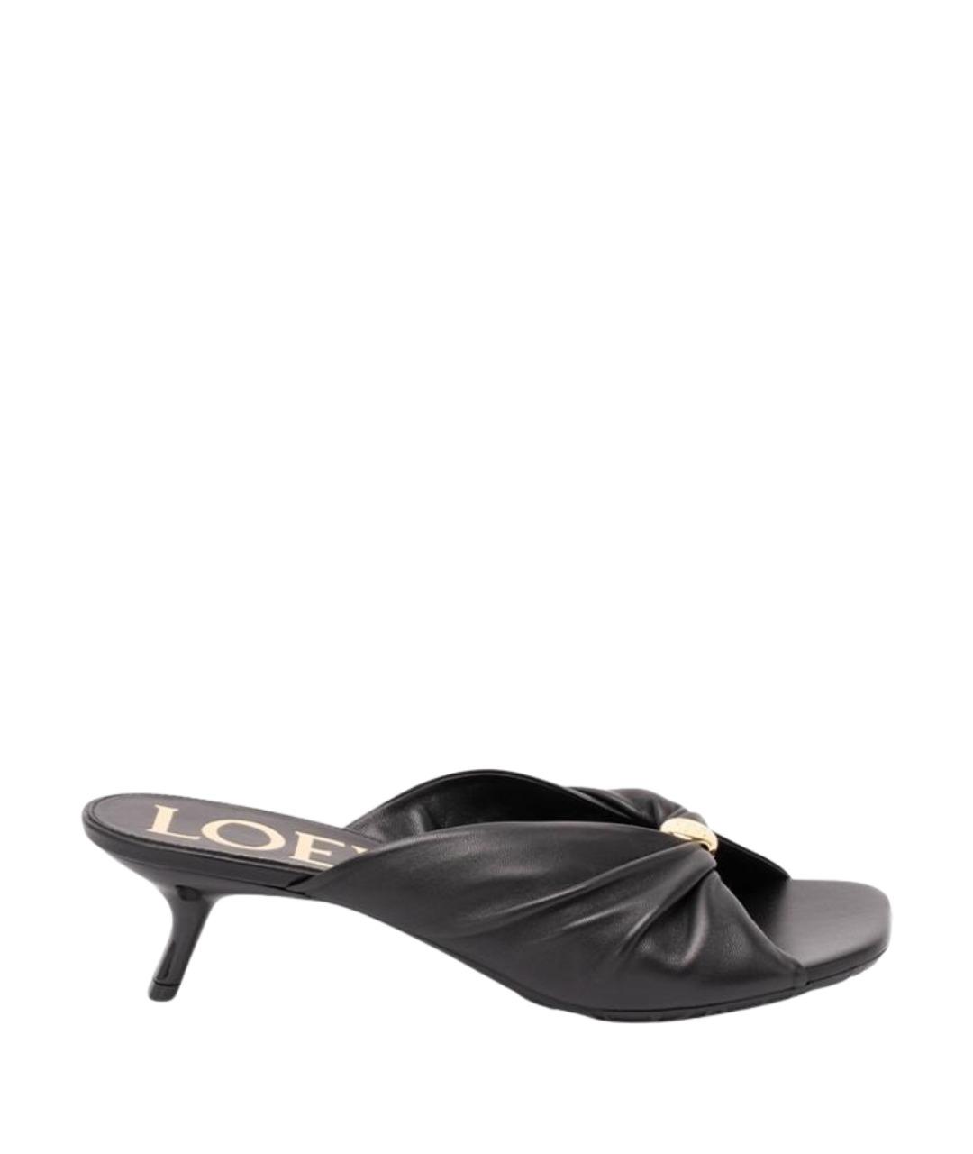 LOEWE Черные кожаные мюли, фото 1