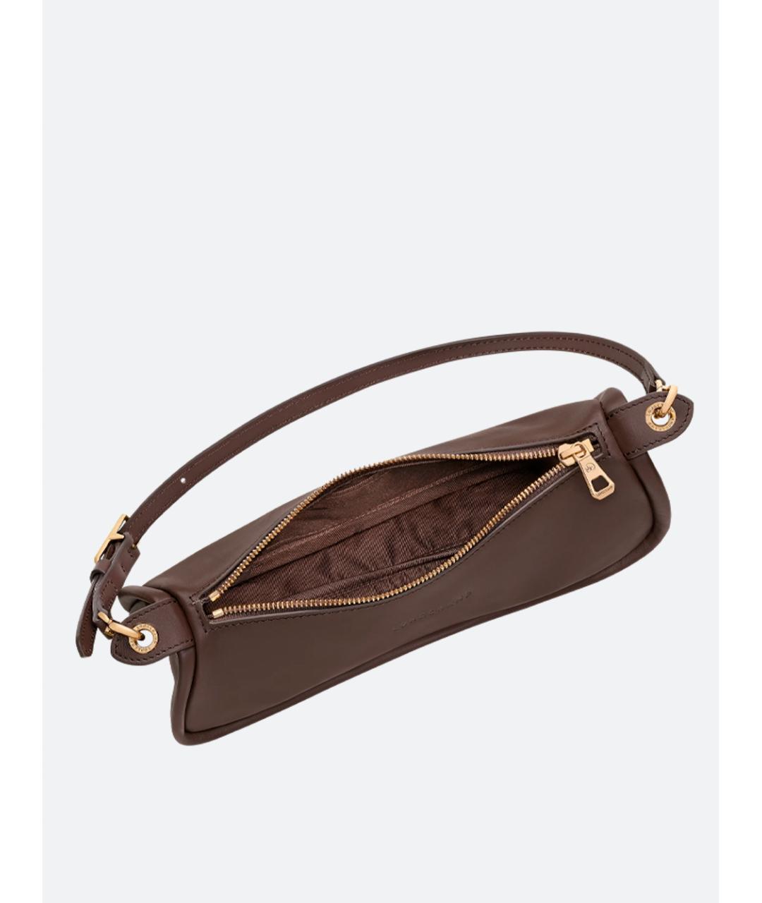 LONGCHAMP Коричневая кожаная сумка с короткими ручками, фото 4