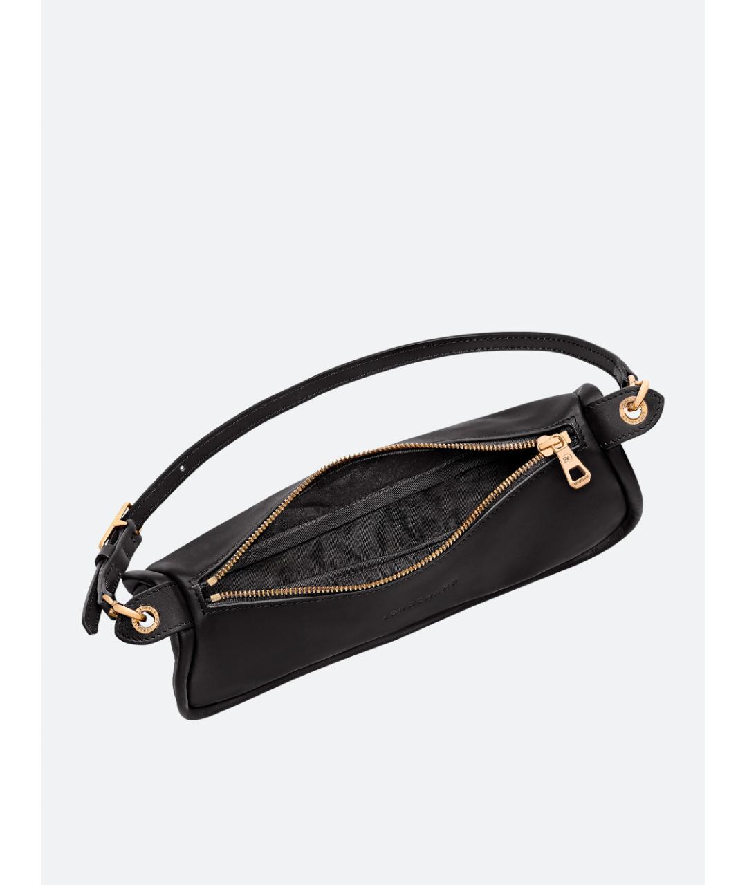 LONGCHAMP Черная кожаная сумка с короткими ручками, фото 4