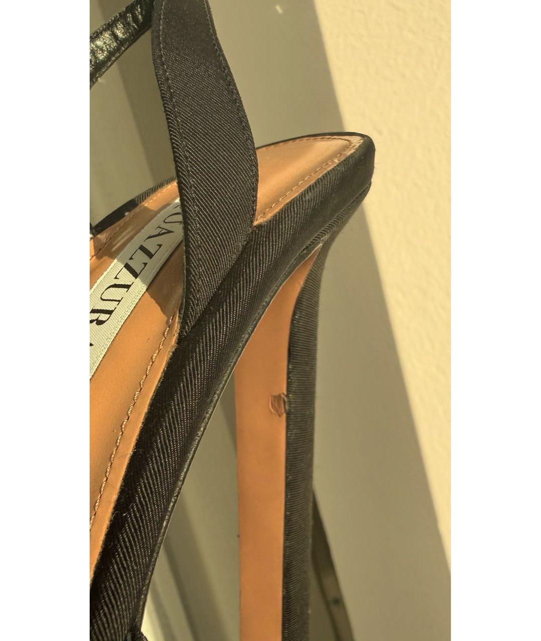 AQUAZZURA Черные текстильные босоножки, фото 5